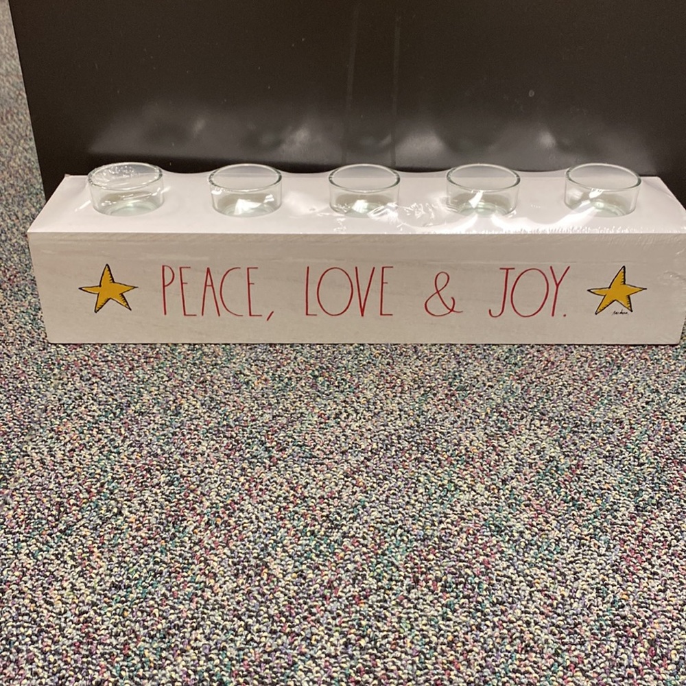 New! Rae Dunn “Peace, Love, Joy” votive candle holder